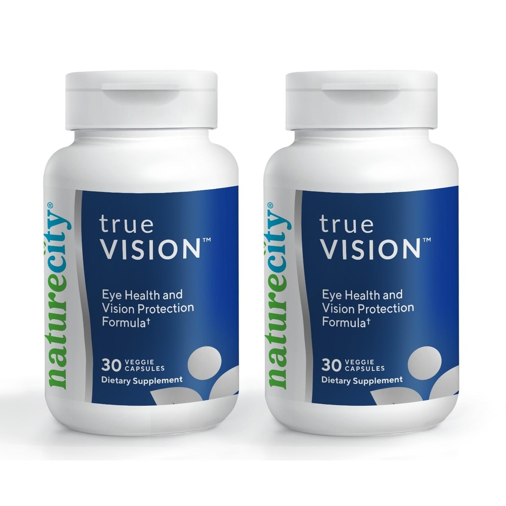 NatureCity True-Vision Eye健康补编 - 以植物为主的Lutein和Zeaxanthin 配有高钾沙坪 20mg - 蓝光保护,支持中央和夜视 (60 Veggie Capsules)