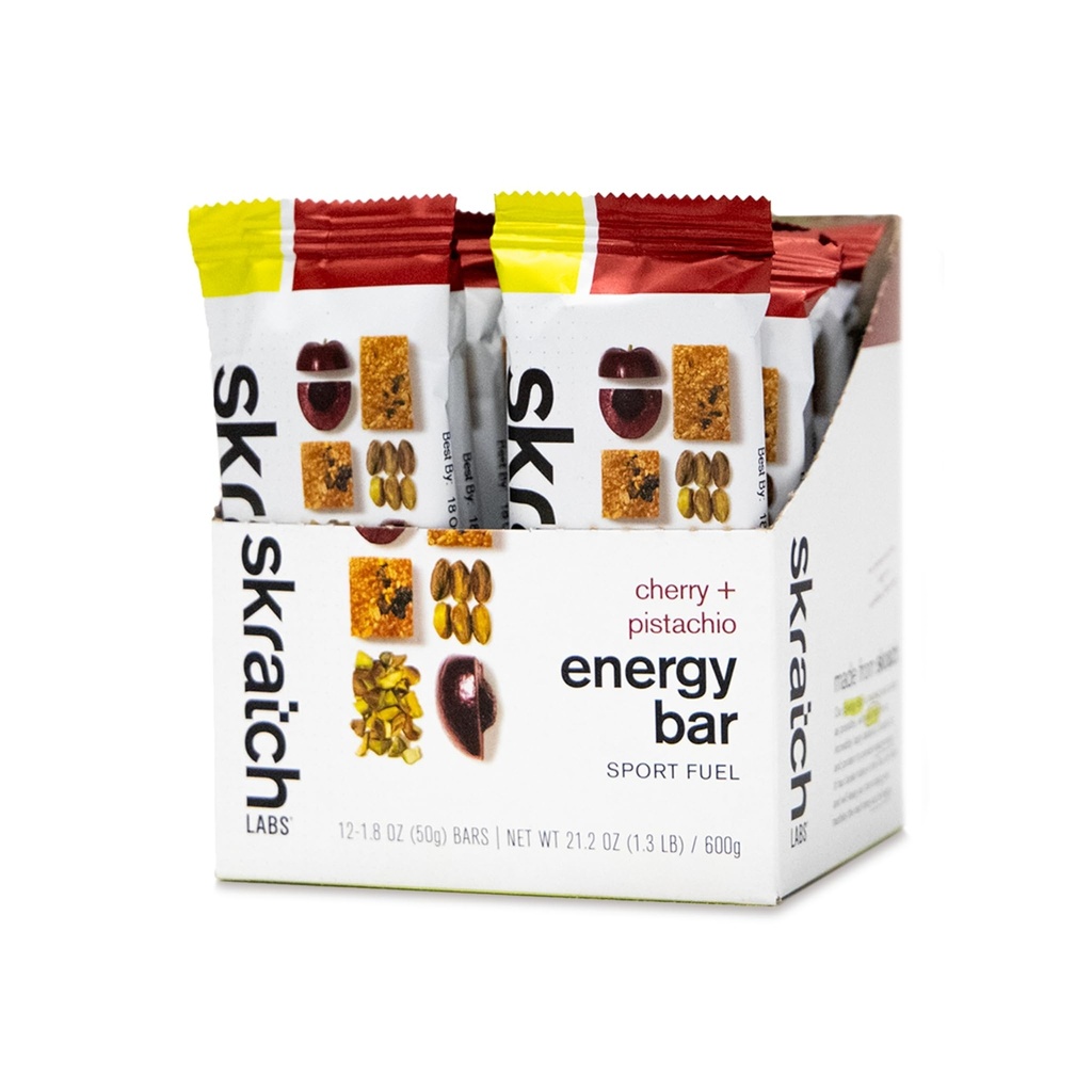Skratch Labs Energy Bar + Cherry + Pistachio (12 Pack) → Plant 基于健康的小吃 → 低糖 - 5g蛋白 → Non-GMO, Gluten Free, Soy Free, Vegan, Kosher