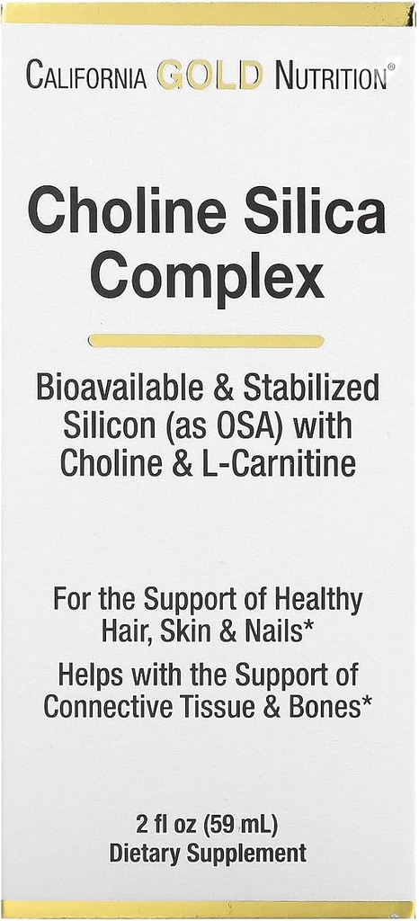 California Gold Nature Choline Silica Complex, 生物可用和稳定硅与Choline & L-Carnitine, 2 fl oz (59毫升)
