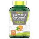 Tnvitamins Turmeric Curcumin Capsules配黑辣椒 1500 MG - 270 Capsules → Bulk 尺寸 - 3个月供应! ^ Golden Turmeric Curcumin 补充配黑辣椒 → Xn-GMO → 生产于美国