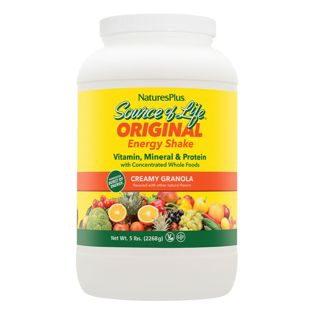 NaturesPlus 生命能量摇晃的来源 - 5磅,蔬菜饮料混合剂 - Granola Flavor - 多维他命,矿物和蛋白粉 - 全食品餐具替换 - 非GMO,Gluten-Free - 58 服务品