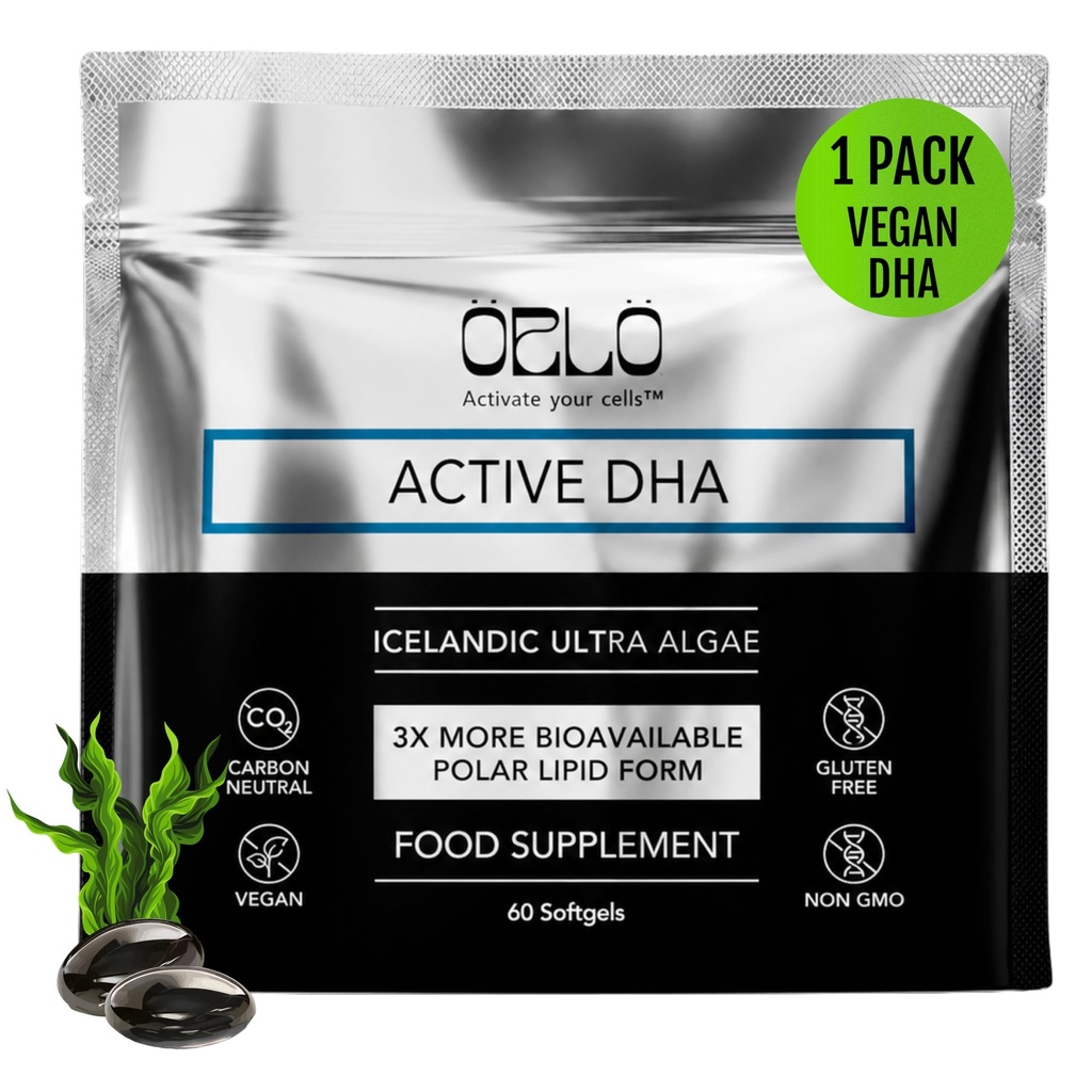 Orlo DHA – Vegan DHA 补编(EPA & DHA) – Omega 3 Fish Oil & Krill 替代品 – 工厂型 Omega-3 Algae Oil – Brain & Heart Supports (60 Mini Burpless Softgels) (英语).