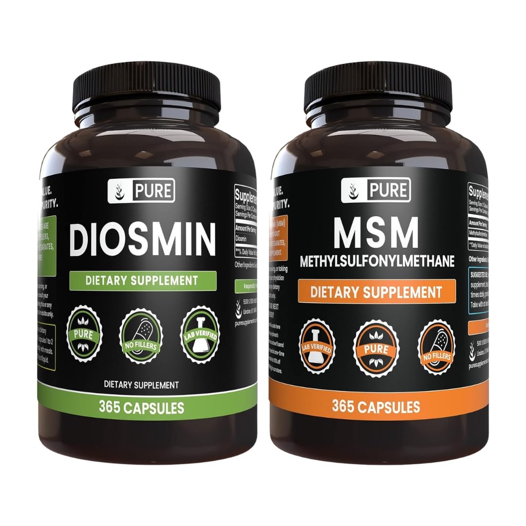Diosmin 和 MSM Bundle, 每人365盖, 无镁或水稻填充器, 永远纯净