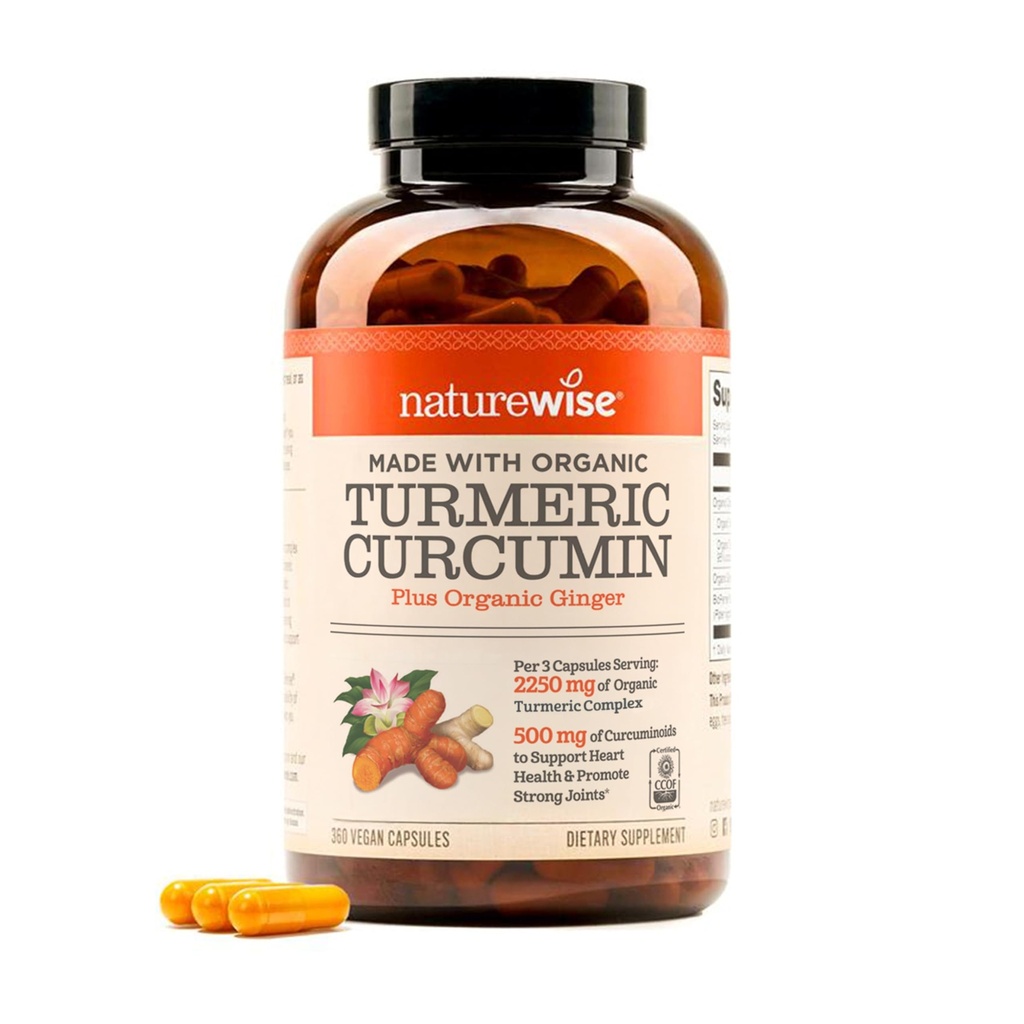 NatureWise Curcumin Turmeric 2250mg - 95% Curcuminoids & BioPerine Black Pepper 高级吸收提取 - 日常联合和免疫健康支持 - Vegan, Non-GMO, 360 Count [120-Day供应]