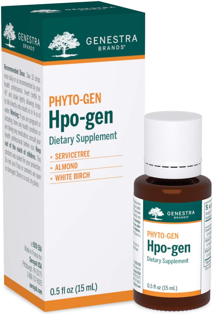 Genestra Brands Hpo-gen & Servicetree, Almond, and White Birch Herbal Supplement → 0.5 fl. oz. (原始内容存档于2019-03-01).