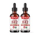 LIQUIDHEALTH USDA 有机甲基维生素B12 含酸樱桃汁的甲基Cobalamin液滴 - 奶牛能量,免疫支持,改善记忆和浓度 - 美国制造,维干,非GMO(2包)