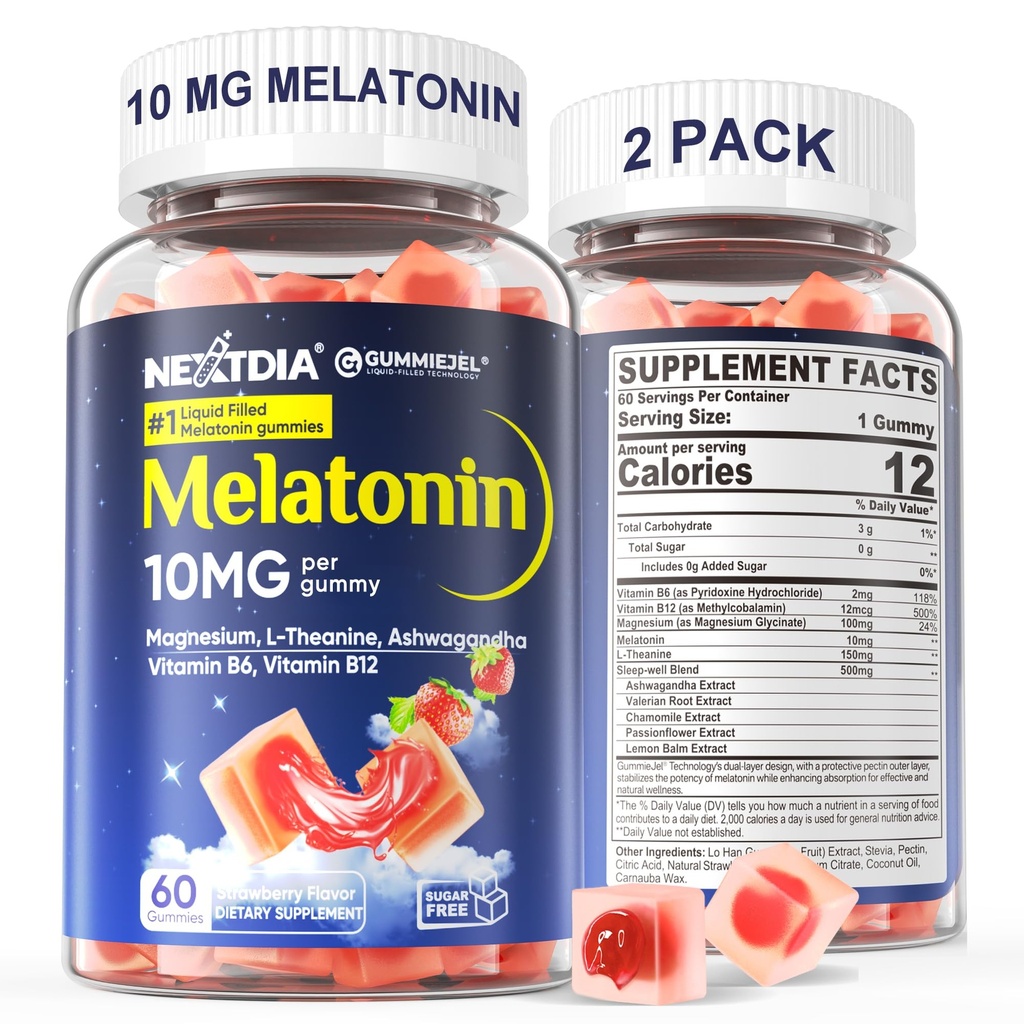 2 Pack Sweet Free Melatonin Gummys 10mg 20mg Glycinate Melatonin for Adults, Ashwagandha, L-Theanine, B6, B12, Lemon Balm and Chamomile for Deep Relax, Antioxidant, Vegan, 120天) 白葡萄酒 白葡萄酒 白葡萄酒