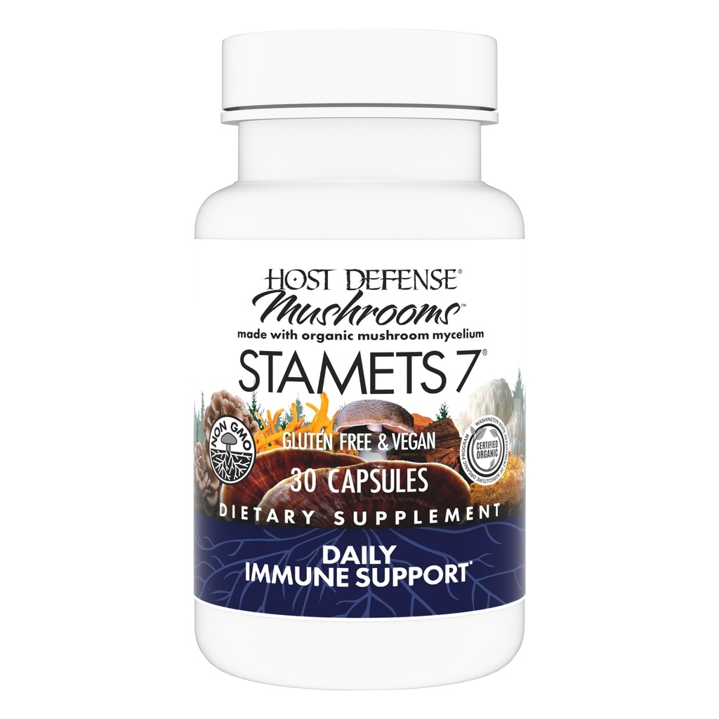 主机 Defense Stamets 7-7 物种 Blend - 支持免疫的蘑菇补充剂 - 包括皇家太阳Blazei, Cordyceps, Reishi, Maitake, Lion's Mane, Chaga & Mesima - 30 Capsules (15名服务员) *