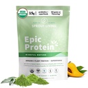 Sprout Living Epic protein, Plant 基于蛋白和超食品粉, 注意 Matcha QQ 17 格拉姆 有机蛋白粉, Vegan, 非GMO, Gluten Free, 适应原体 + Nootropics(1英镑, 12种服务)