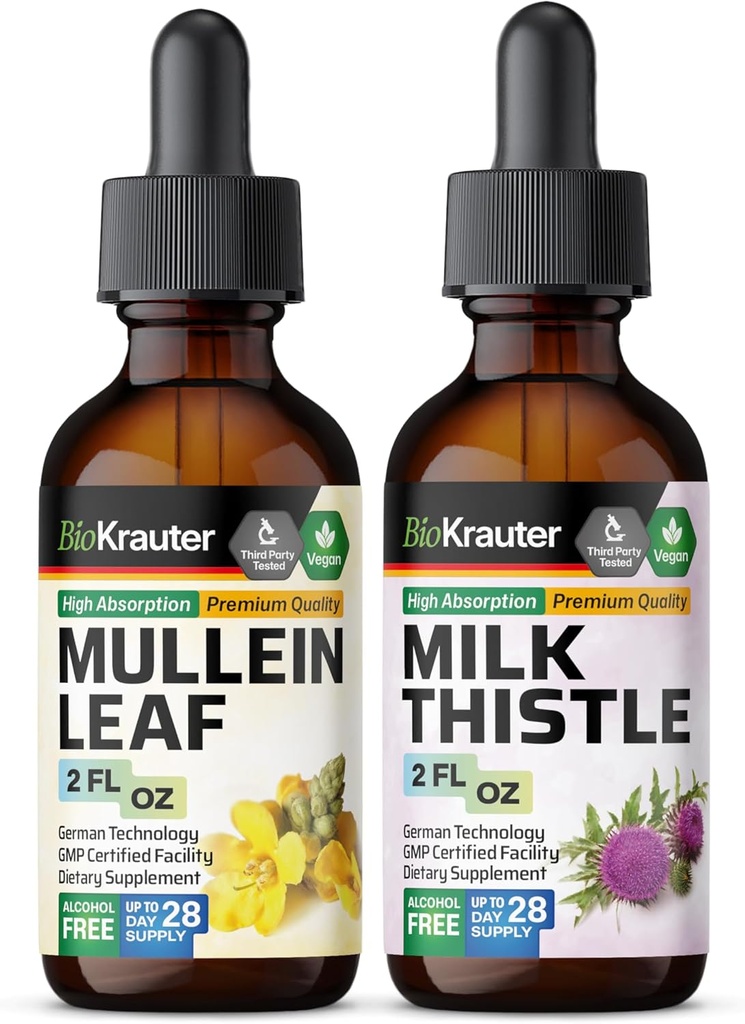 BIO KRAUTER Mullein Tincture 2 Fl. Oz. & 牛奶酸铁 Tincture 2 Fl. Oz.