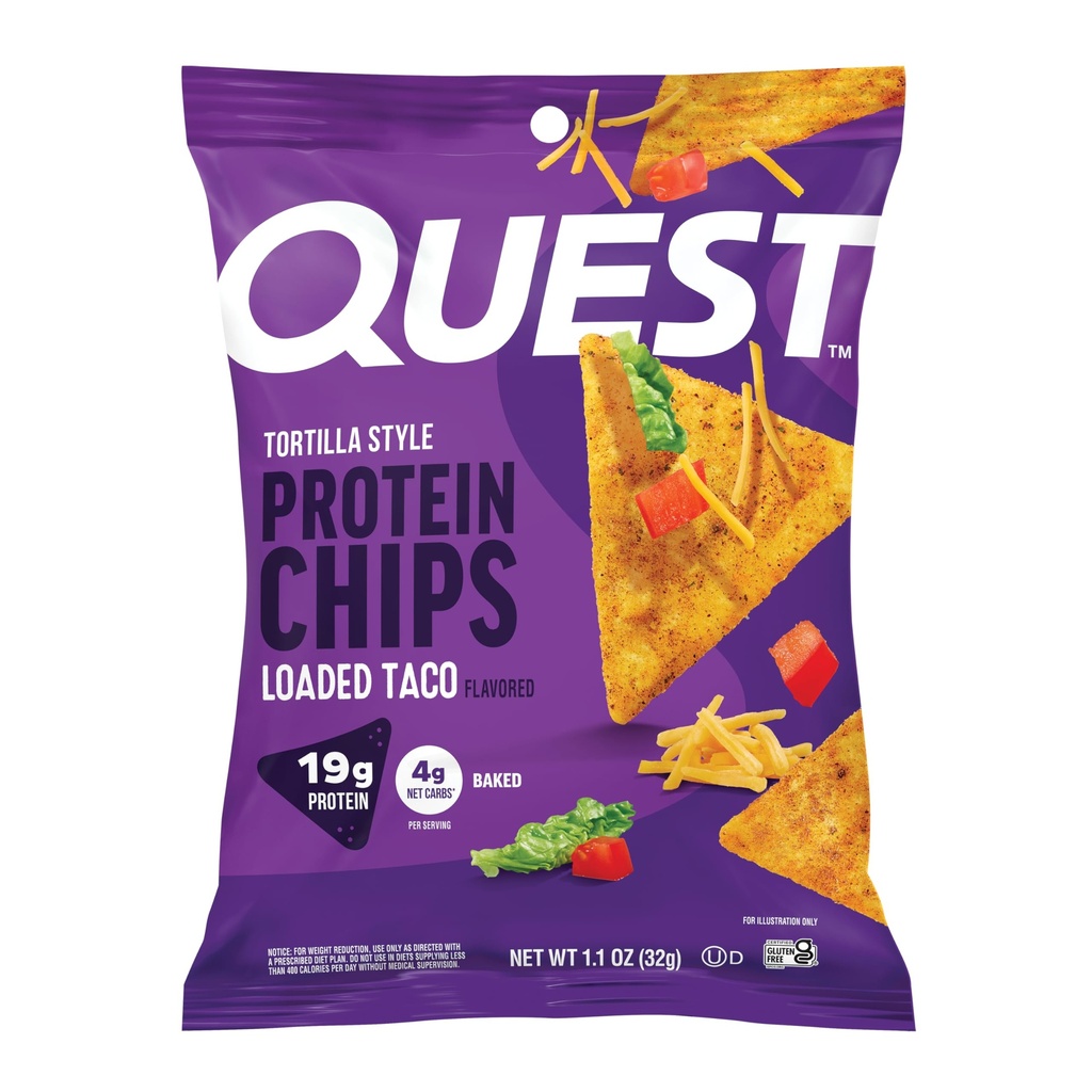 Quest 营养 装入的 Taco Tortilla 样式蛋白质芯片, 19g 蛋白质, 4g Net Carb, 低卡布, Gluten Free, 1.1 oz (12页)