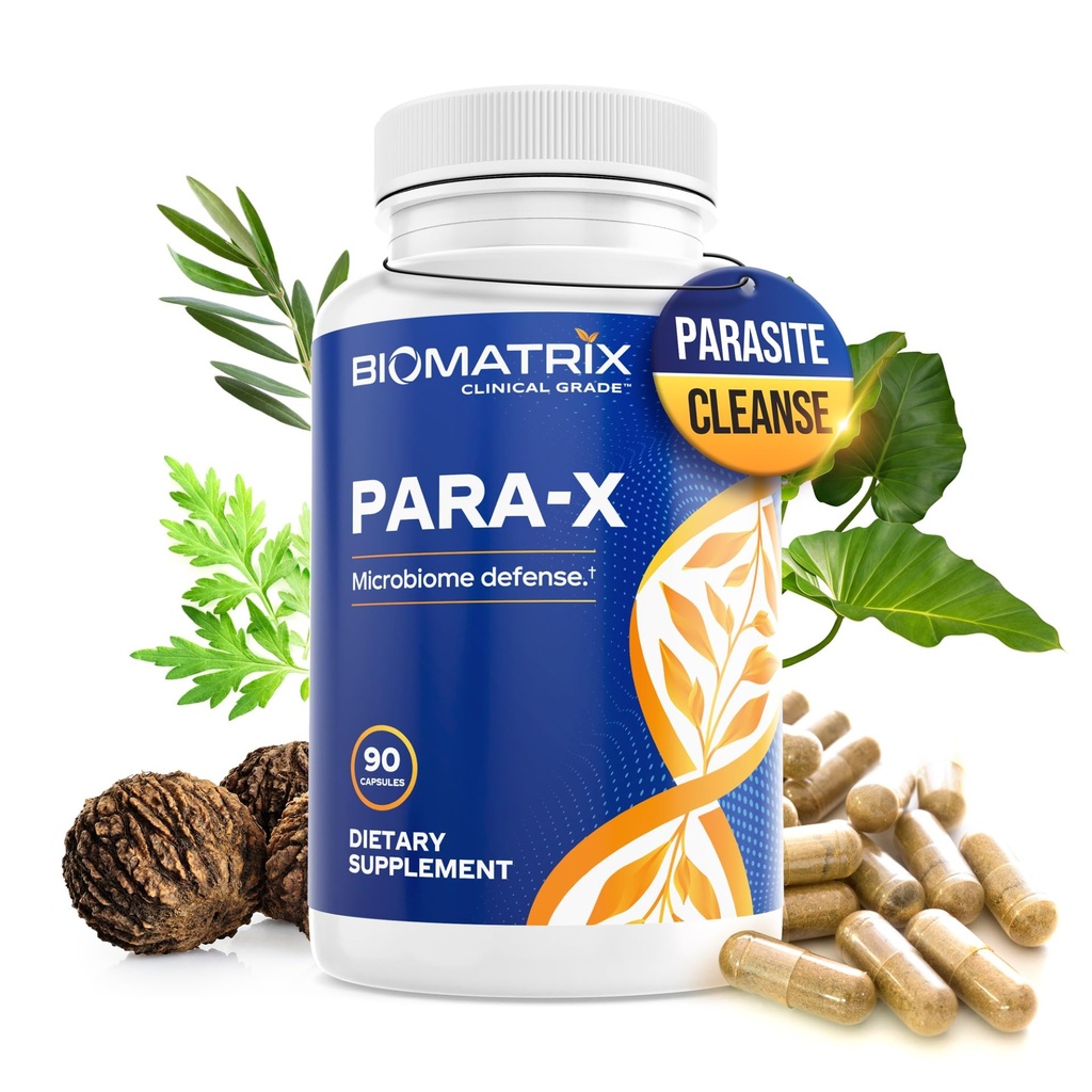 BioMatrix par-X 消化清洁剂补充剂,草药配方 — Wormwood,柏柏林,黑胡桃,青蒿素,橄榄叶,供人类使用 QQ90 Veggie Caps