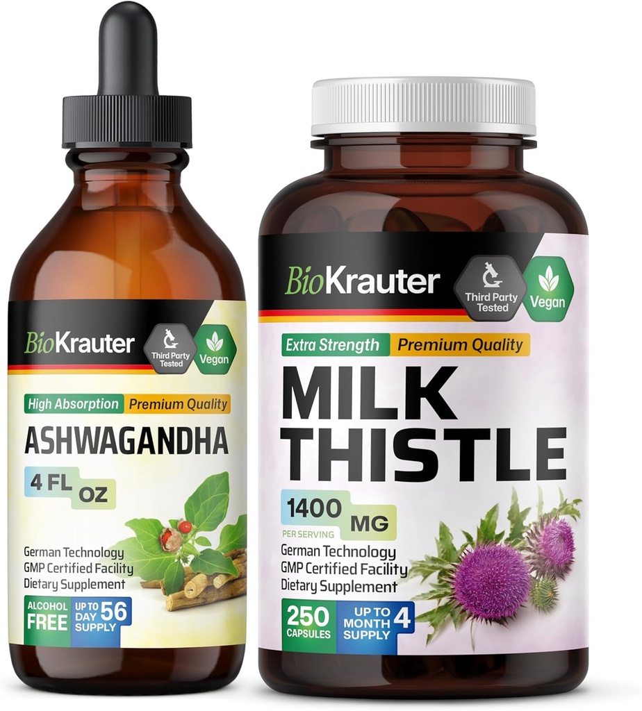 BIO KRAUTER Ashwagandha Tincture 4 Fl. Oz. & 牛奶硝酸盐 250盖