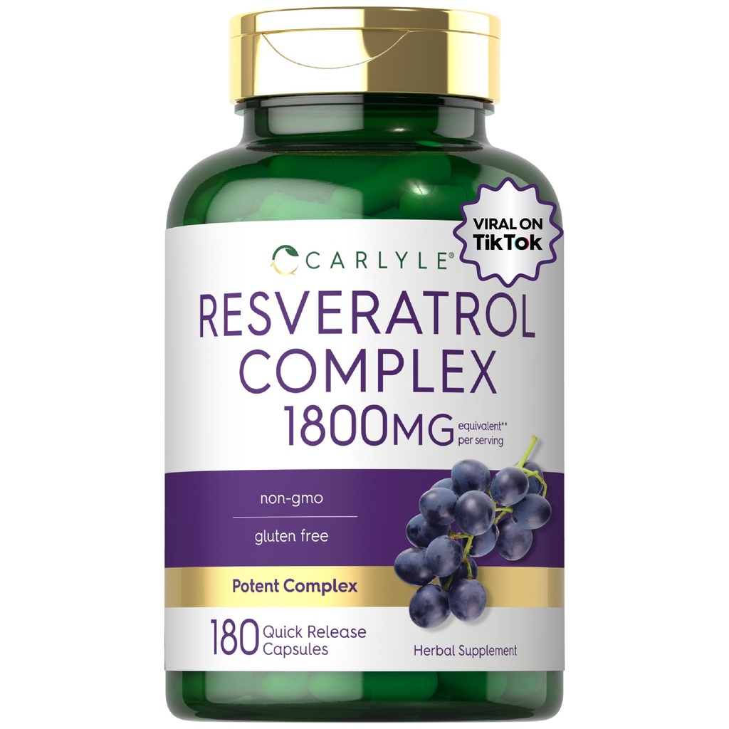 Carlyle Resveratrol 补编 1800mg + 180 Capsules + 非GMO & Gluten 自由 + Poten 复合体