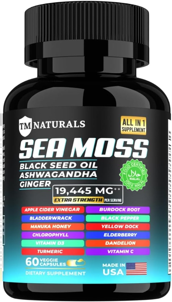 黑籽油、维生素C、Ashwagandha和木质支持和能源的涡轮-60 Vegan Capsules + 免费药盒