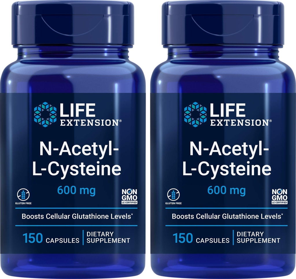 寿命延长 N-乙酰-L-Cysteine(NAC) 600mg, 150 capsules (Pack of 2)