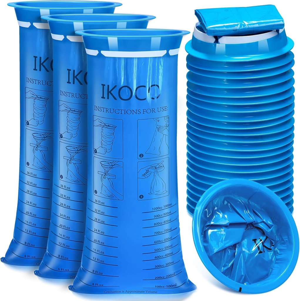 26 Pack 呕吐袋可处置,IKOCO1000ml 泄漏阻塞 Emesis 扔出袋,运动 Barf Poke 疾病袋用于旅行、恶心和汽车