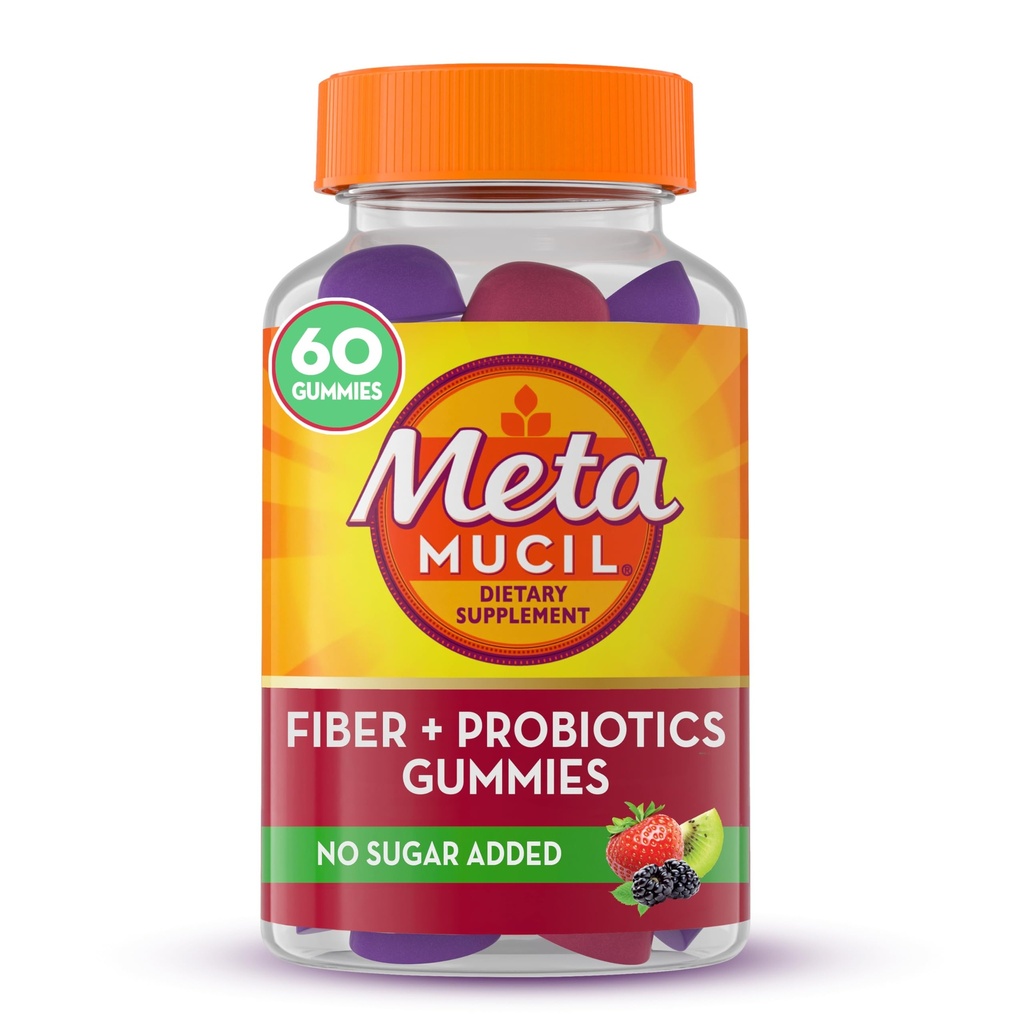 Metamucil, Metamucil Fiber Plus 促进消化健康-草莓 Kiwi Blackberry, 60 Counter