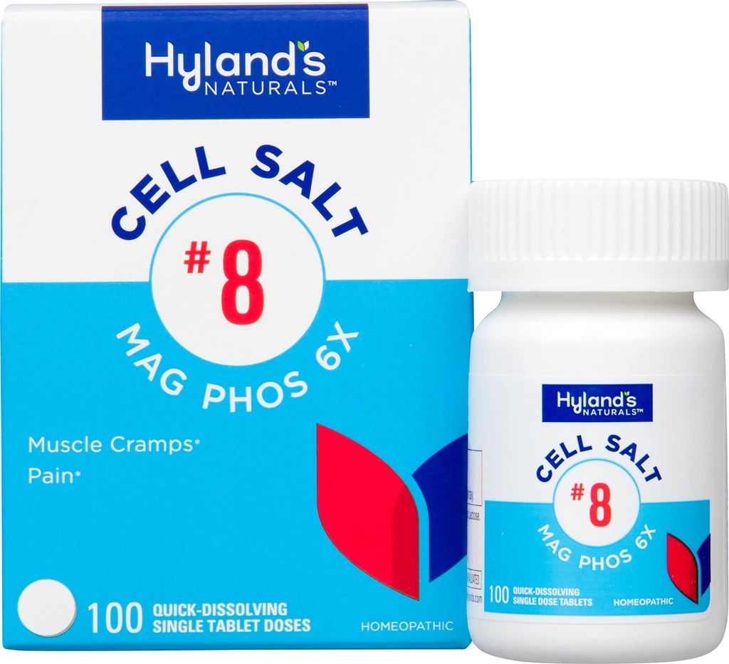 Hyland的8号细胞盐 Mag Phos 6X, PMS Relief, Monstrual pain的自然顺势疗法 Relief of Mentrual pain and Muscle Cramp Synmptoms, Muscle Relaxer, 快速溶解片, 100 Counter
