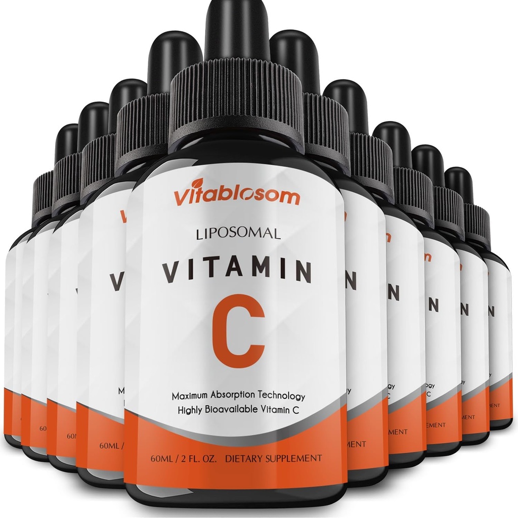 Liposomal维生素C 2000mg 成人液体,高吸收VIT C, 最大限度地增加维生素C, 有利于免疫系统和抗氧化剂, 60ML(10瓶)