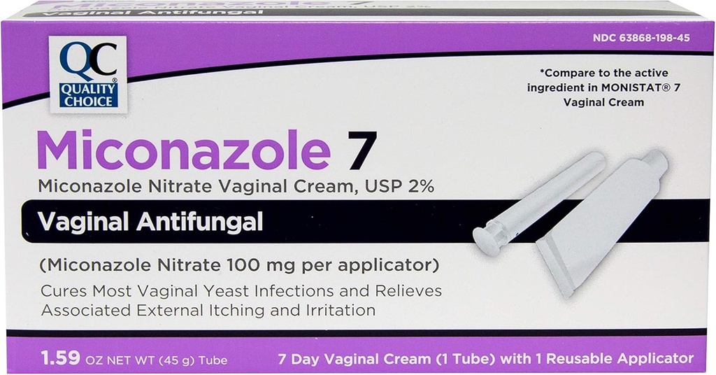 质量选择 Miconazole Nitrate 2% 7 日阴道抗风性乳油,1.59 Ounces(45g)