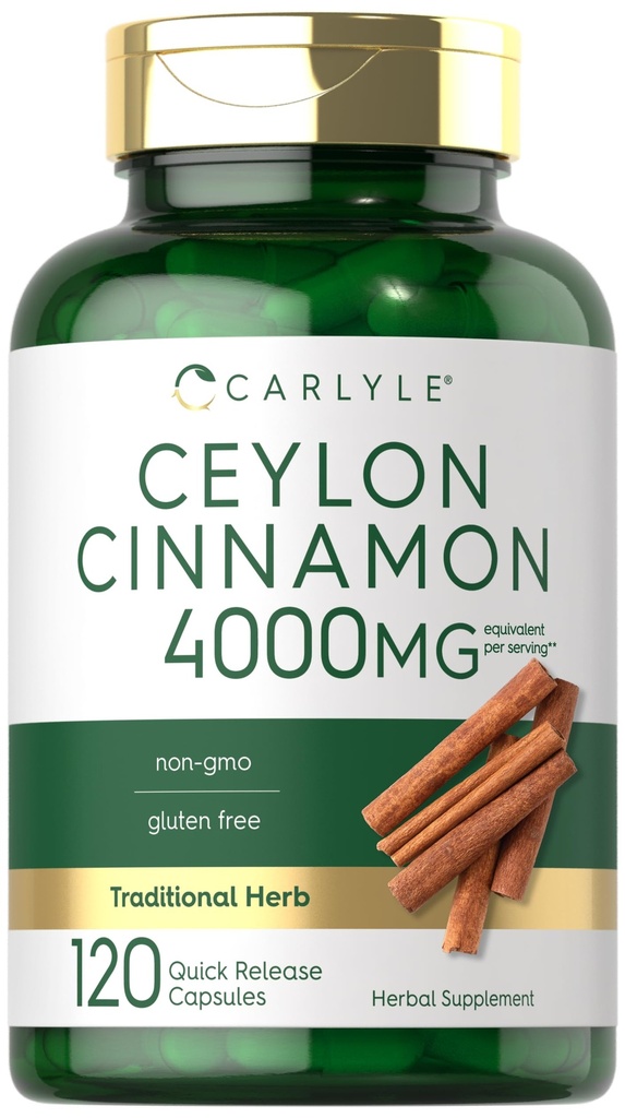 Carlyle Ceylon Cinnamon Capsules 4000 mg → 120 Counter → Non-GMO & Gluten 免费补充