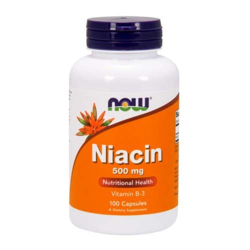 现在食品补充品,Niacin(维生素B-3)500毫克,基本B组维生素*,营养健康,100卡普尔