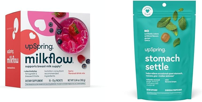 UpSpring Milkflow Electrolyte 母乳喂养补充饮料 与Fenugreek 胃溶液混合 与姜汁、柠檬、斯皮尔明特和B6 偶发性肠胃减肥/上胃