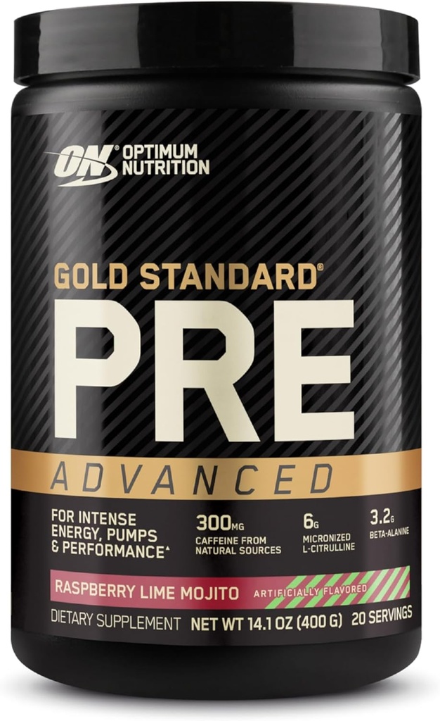 最佳营养金标准预选工作高级,配有Creatine,Beta-Alanine,Micronized L-Citrulline和Cafeine for Energy, Keto Friendly, Raspberry Lime Mojito, 20种服务