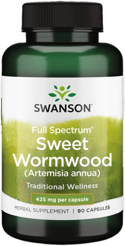 Swanson Sweet Wormwood - 可能促进GI Gut健康,微生物平衡和消化健康支持 - 青蒿素草药补充剂 - (90 Capsules,425 mg Each)