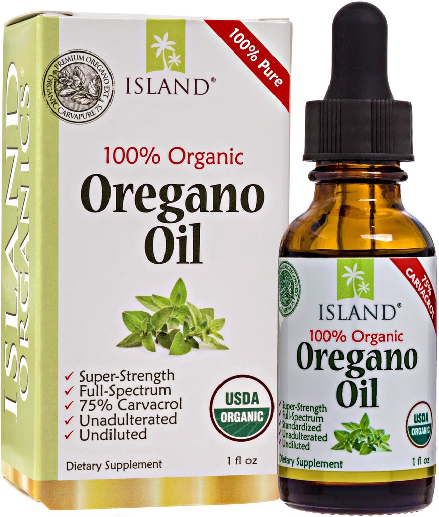 Oregano Oil Organio Organio Liquid Drops - 100%纯和未稀释 - USDA认证有机体(1 oz) 75% Carvacrol - 西班牙成长 - Immune支持 Oregano Oil.