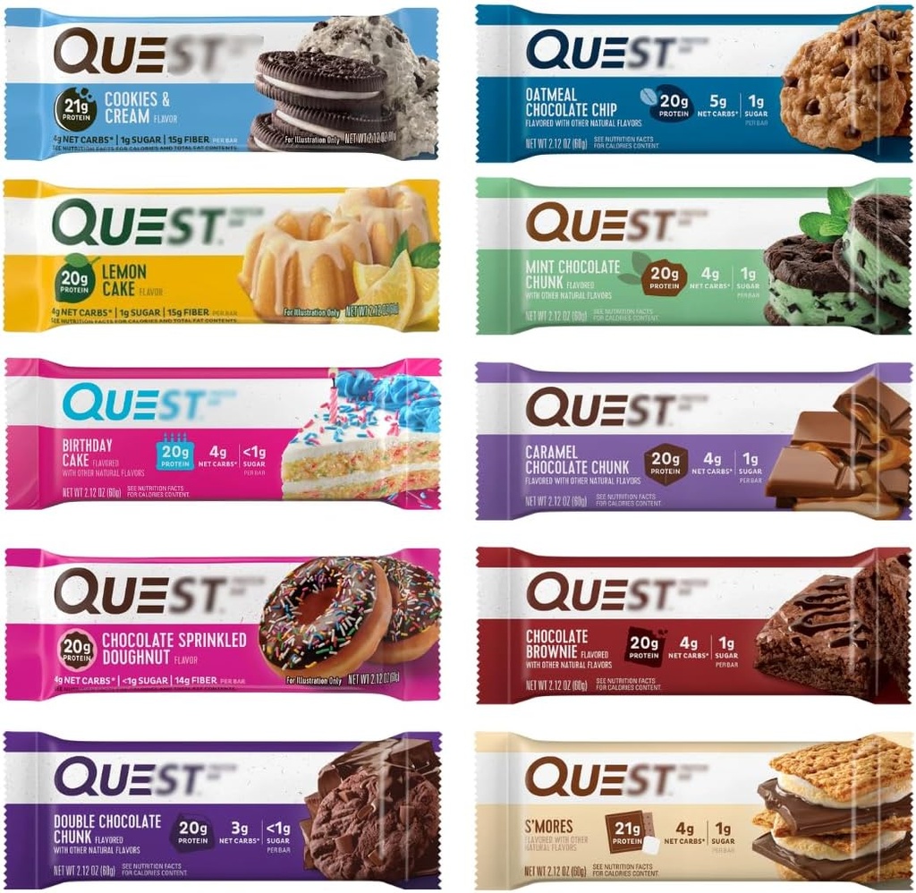 营养蛋白棒,10种Flavor Variety包 - 高蛋白,低碳,Gluten Free, Keto Friendly - 2.12 Oz Bars - 12 Counter