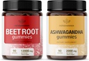 HERBAMMA Beet Root and Ashwagandha Kit - 装有黑辣椒和2000 mg Ashwagandha Root Gummys的12 000毫克Bet Root - Vegan, Free Gelatin, 非GMO