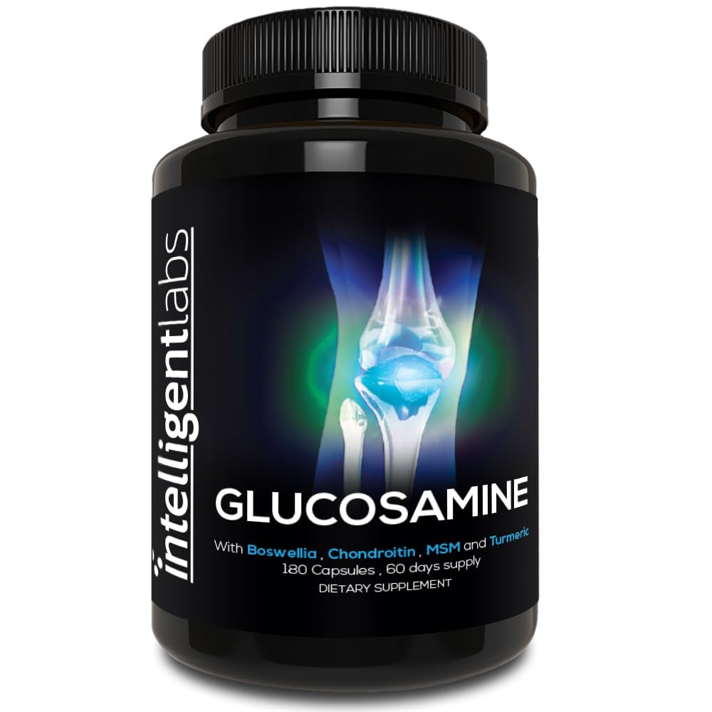 智能实验室 Glucosamine 和 Chondroitin 高强度复合体,配有 MSM 180 Capsules + Imune System 支持 + 配有 Turmeric, Boswellia 和 Quercetin 联合护理 补充