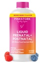 Pink Stork 妇女产前液体维生素 - Berry Flavor - 有机食品混合剂 - 生育率,妊娠,产后必需品 - 早间疾病支助 - 母乳喂养和哺乳 - 32次服务