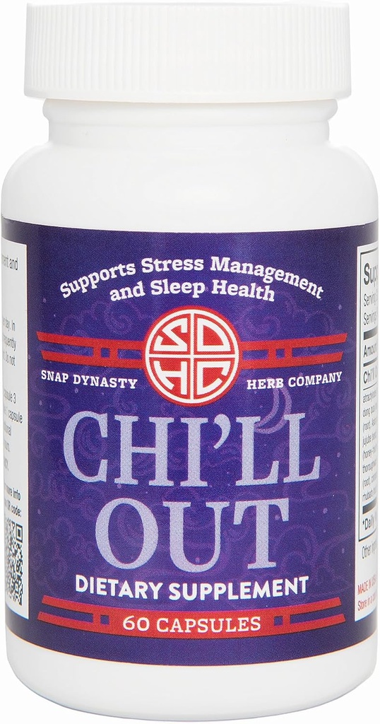 Snap Dynasty Chill Out - 60ct Capsules, Pack of 1 - 植物补充品,非镇静剂支持睡眠和压力,自然支持睡眠健康和压力管理