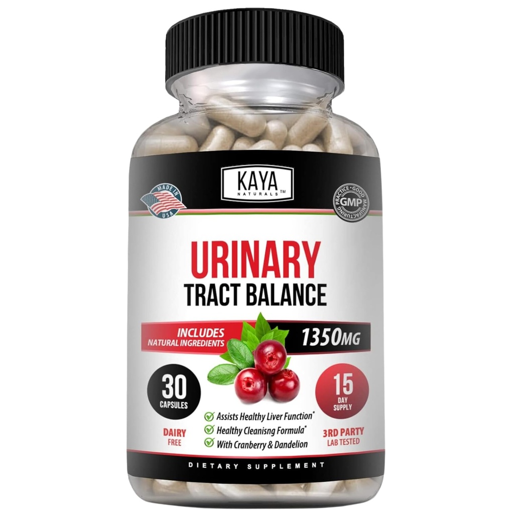 Kaya Naturals - D-Mannose - Urinary Tract UT Cleanse & Bladder Health - 用Cranberry, Hibiscus & Dandelion Root - D Mannose Capsules Cranberry 补充药 - 30 Veggie Capsules