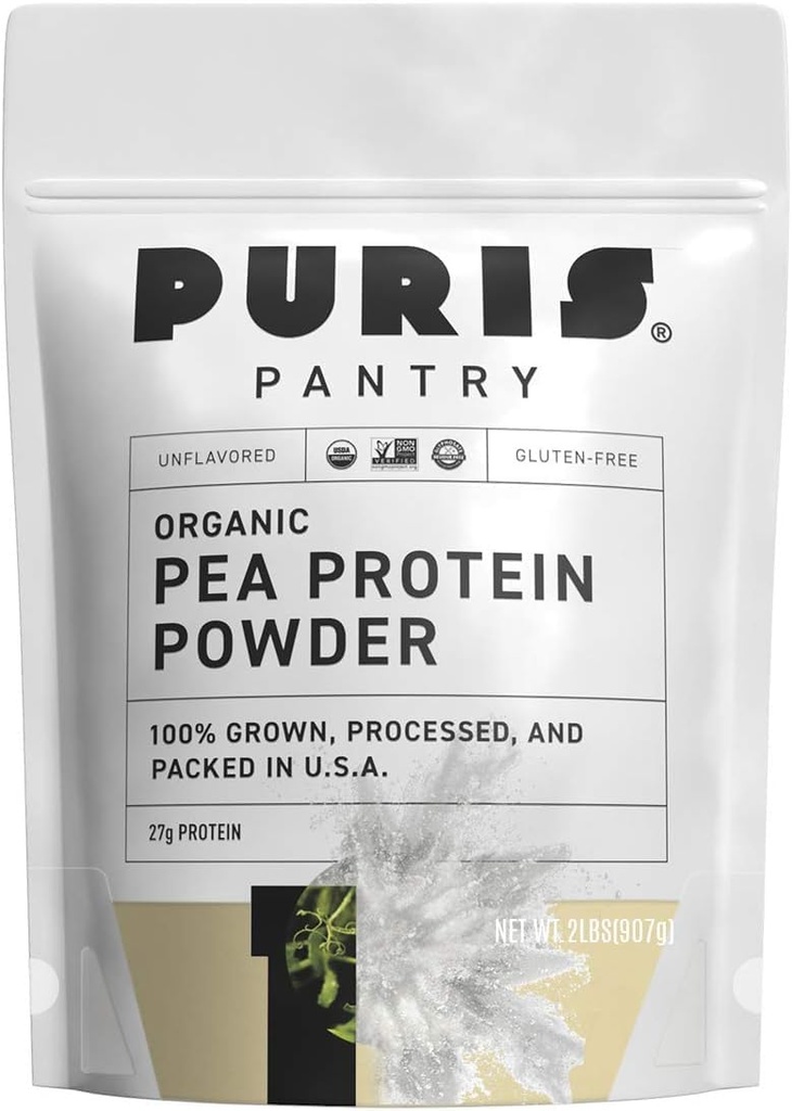 PURIS® 有机豆蛋白粉,100%在美国制造,2 LB 未经认证的有机物,Vegan,Gluten Free,乳品自由,非转基因生物,植物蛋白,Keto,BCAA(2英镑(12磅),未经认证)