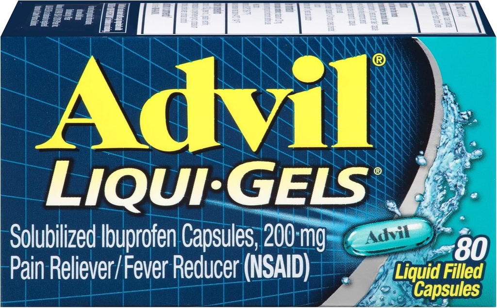Advil Pain Reliver/Fever Reducer,200mg Solubilized Ibuprofen(80-Count Liqui-Gel Capsules,包装2)