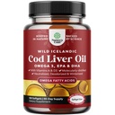 冰岛野生捕捉科德肝油软胶 - 鱼 Omega 3, EPA, DHA, 维生素D & A, 1000 mg Pervice - Brpless Capsules for Heart, Joe, Brain & Imune Supports - 100 Counter