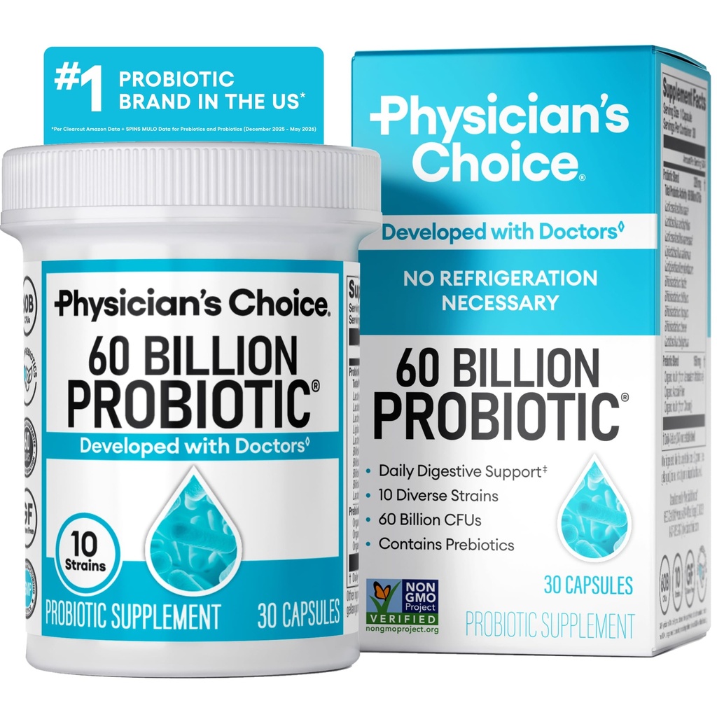 医学家的选择 Probiotics 60亿 CPU - 10 Strains + 有机 Probiotics - Immune, Digestive & Gut Health - 支持不定期的便秘,腹泻,气体和布洛廷 - 面向女性和男性 - 30厘米