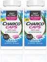 Charcocaps 快速代理气体减量促进布洛丁和平坦,药物无毒活性炭粉配方,100 Capsules,30天供应,粉色包2
