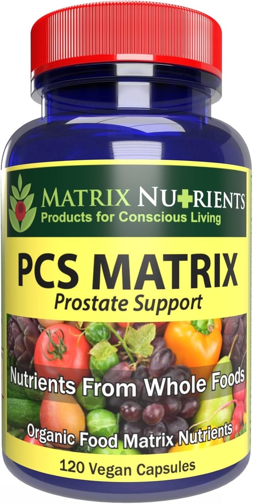 PCS矩阵 -- -- 健康前列腺下PSA水平 -- -- 100%天然成分:Saw Palmetto、Rabdosia、Scute、Plantago Focium、Chrysantaomum、Ganoderma、Lotus种子 -- Vegan Capsules(120厘米)