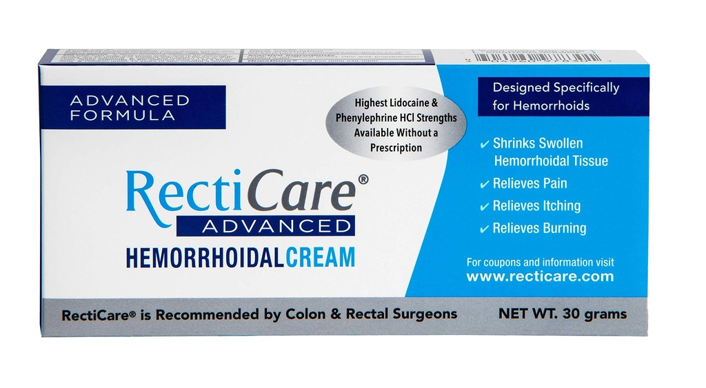 Recticare 高级出血胆汁:高级治疗收缩与苏氏出血胆汁 - 痒,疼痛,烧伤救济 - 30g 与利多卡因的出血胆汁
