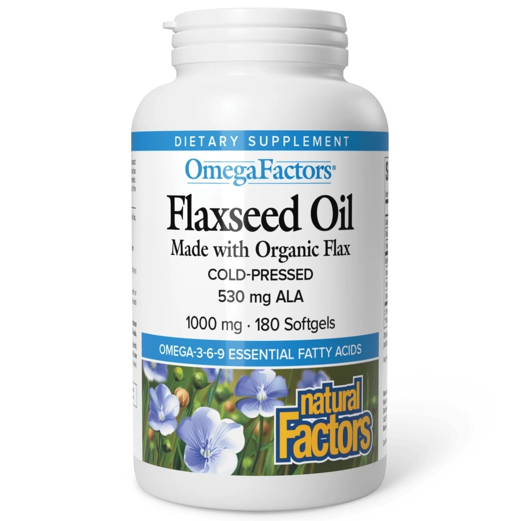 由自然因素构成的欧米加因子,Flaxseed Oil,支持欧米加-3,6和9脂肪酸的整体健康,180软胶(180份服务)