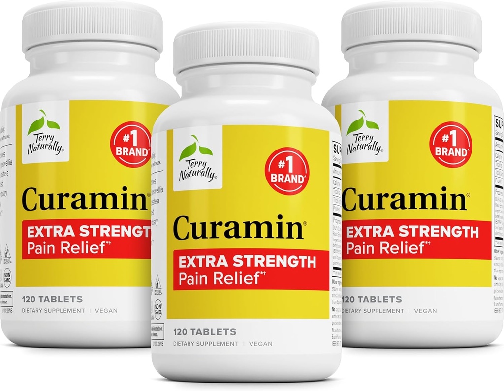 Terry自然Curamin Extrastruction - Curcumin & Boswellia 健康循环支持 - 支持关节,肌肉健康和内啡碱生产的图尔克补充剂 - 120片(包3)