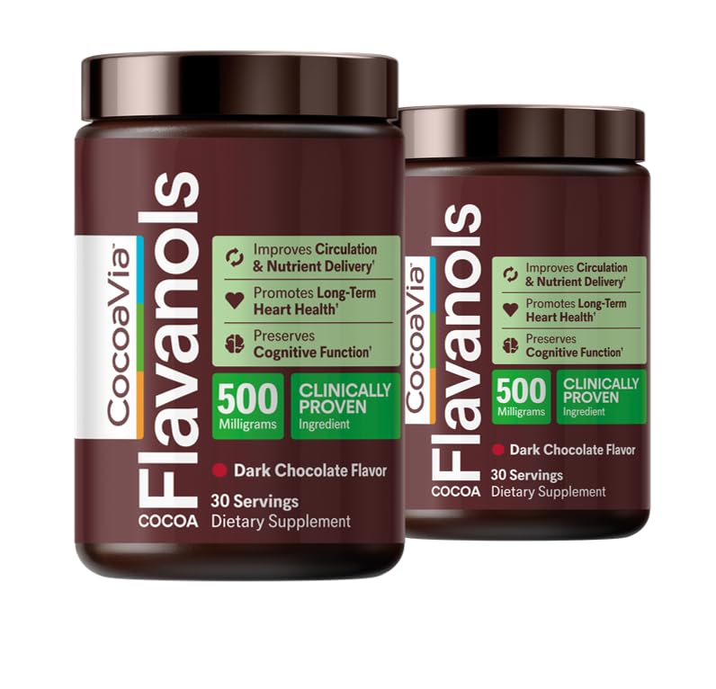 CocoaVia Cardio 健康可可粉,60种服务,500mg Cocoa Flavanols, 支持心脏健康, boost Nitric Oxide, 改善流通, 能源,预研, Vegan, 暗巧克力卡考