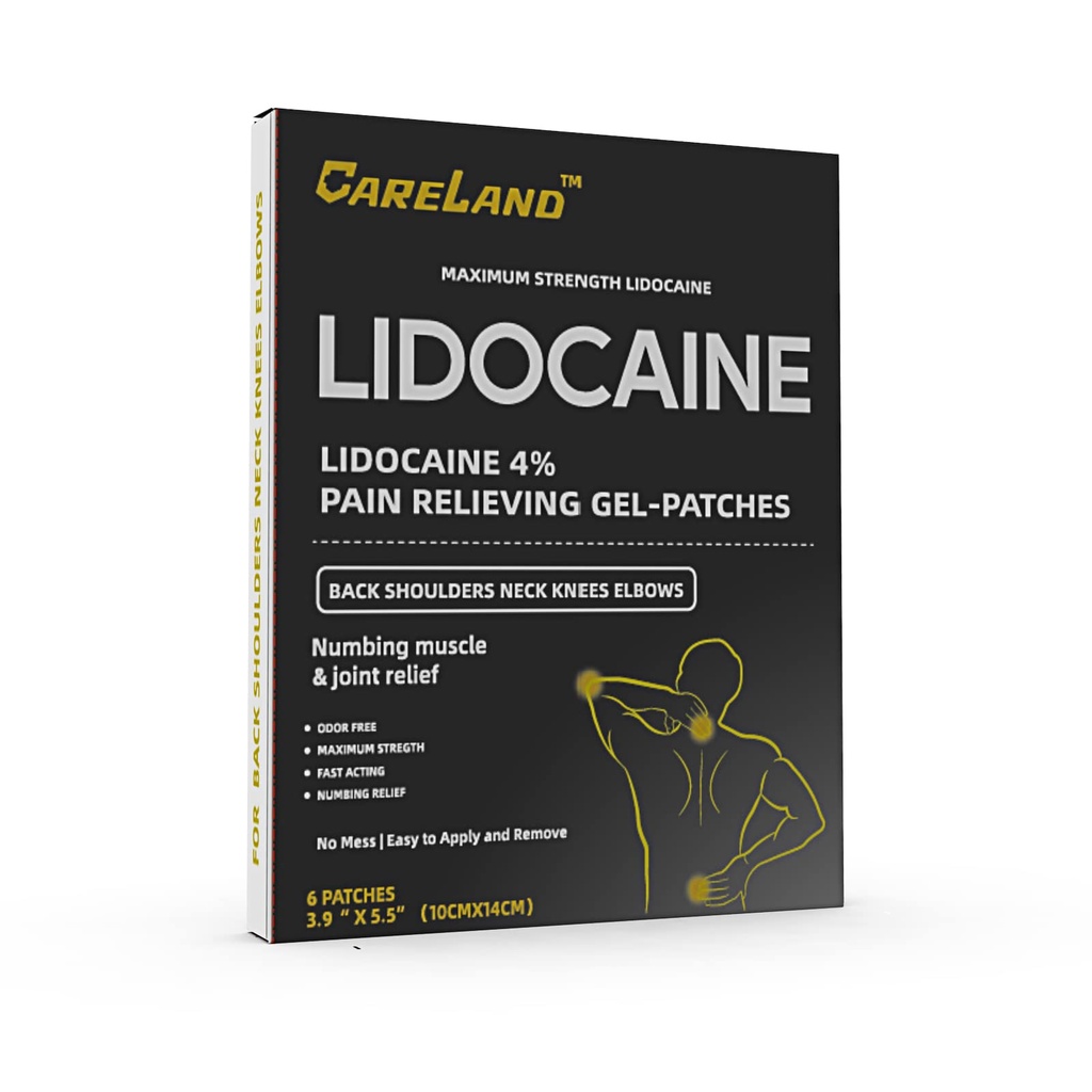 CARELAND 4% Lidocaine Gel 补丁, 6 Cole 最大强度疼痛补丁 在Neck Knee Back和肩部 ========================================================================================================================================================================================================================
