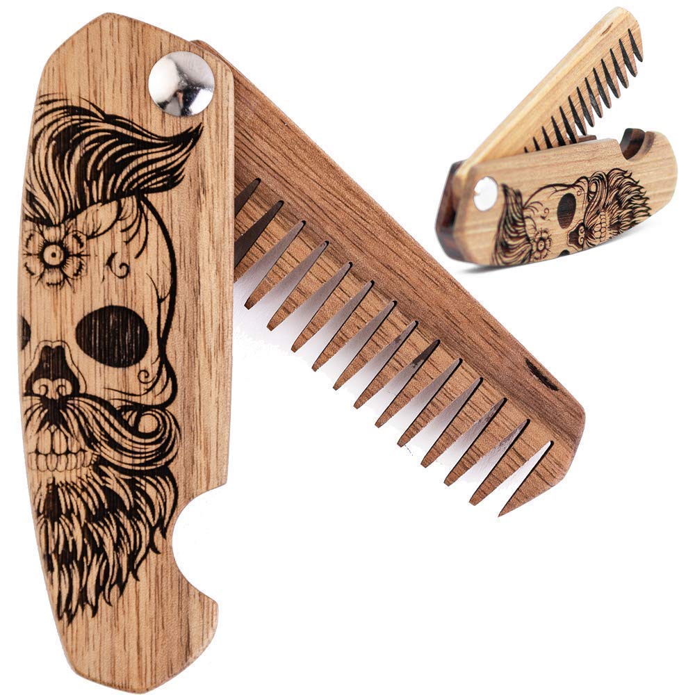 享受"男人的木头熊"(Wood Beard Comb),"男人的皮包熊"(Folding Pocket Beard Associates),"给胡子的胡桃木头熊"(Egraved Walnut Wooden Comb for Moustache),"给男人的胡子和头发"(Half Skull).