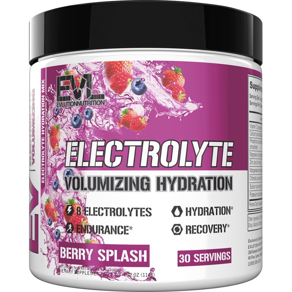 Evlution Ultimate Electrolytes Powder Hydrition 饮料 - 快速补充水分水分 饮料混合 8 键电解质和抗氧化剂 - Vegen Gluten 自由 Keto 友好混合剂(Berry Splash)